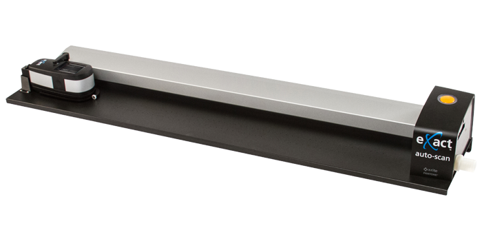A black and grey eXact color scanner with the white and blue logo on the right side.