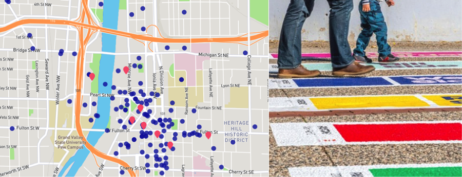 Guiding attendees to over 170 venues in downtown Grand Rapids, the 2016 Pantone Pathways act as a colorful roadmap for color-loving attendees.